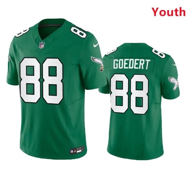 Youth Philadelphia Eagles #88 Dallas Goedert Kelly Green 2023 F.U.S.E. Vapor Untouchable Stitched Football Jersey