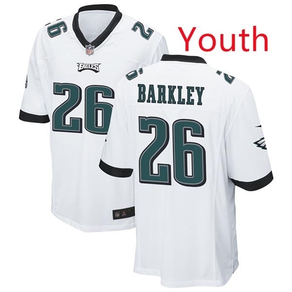 Youth Philadelphia Eagles #26 Saquon Barkley White Limited Stitched Football Jersey