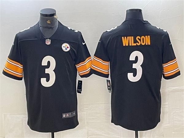 Men's Pittsburgh Steelers #3 Russell Wilson Black Vapor Limited Jersey