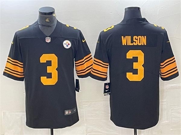 Men's Pittsburgh Steelers #3 Russell Wilson Color Rush Black Limited Jersey