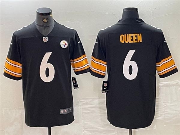 Men's Pittsburgh Steelers #6 Patrick Queen Black Vapor Limited Jersey