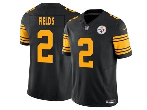 Men's Pittsburgh Steelers #2 Justin Fields Color Rush Black F.U.S.E. Limited Jersey