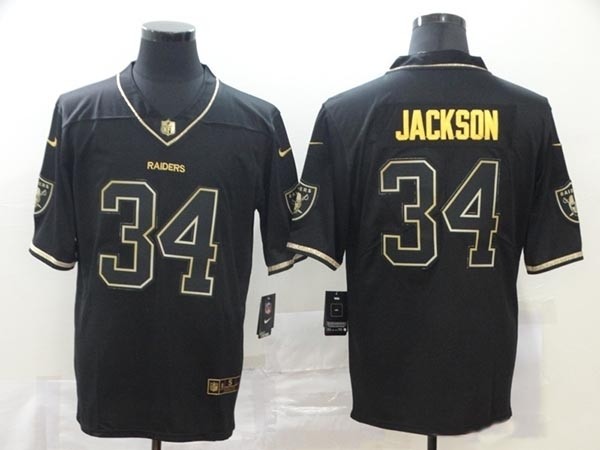 NFL Oakland Raiders Jackson #34 Black Gold Edition Jersey