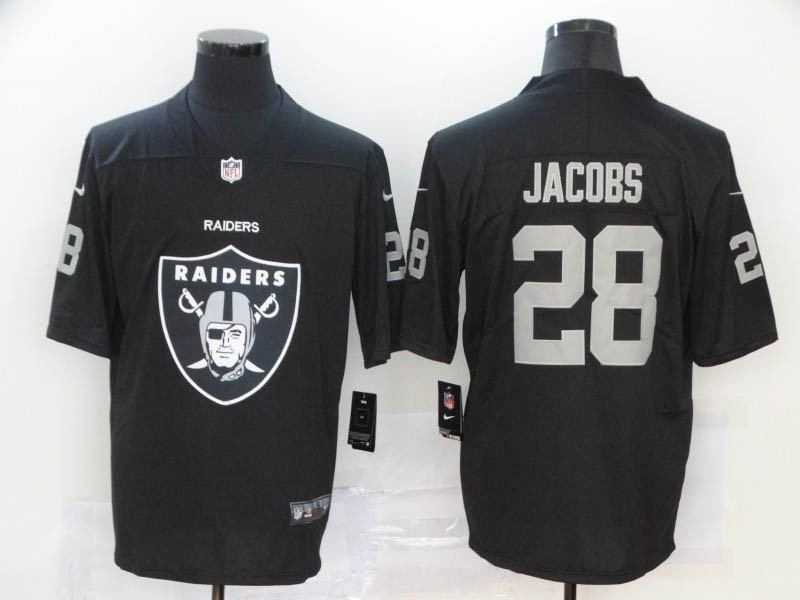 NFL Oakland Raiders #28 Josh Jacobs Black Team Big Logo Vapor Untouchable Limited Jersey