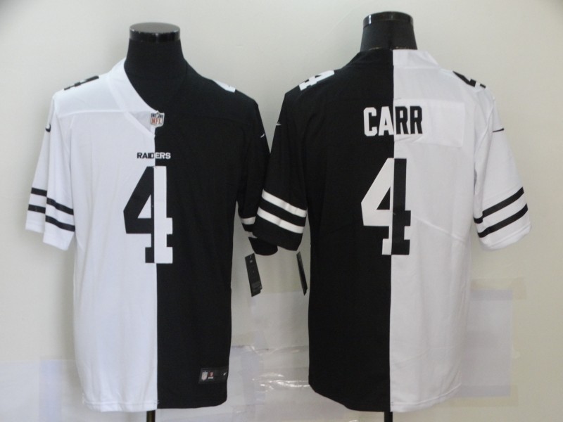 NFL Las Vegas Raiders #4 Derek Carr Men's Black V White Peace Split Nike Vapor Untouchable Limited Jersey