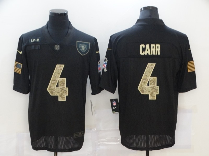 Nike Raiders #4 Derek Carr Black Camo 2020 Salute To Service Limited Jersey