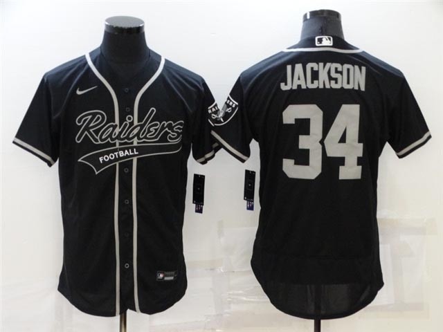 NFL Las Vegas Raiders #34 Bo Jackson Black Baseball Flex Base Jersey