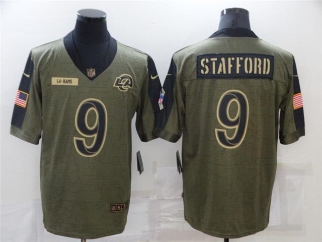 Los Angeles Rams #9 Matthew Stafford 2021 Olive Salute To Service Limited Jersey