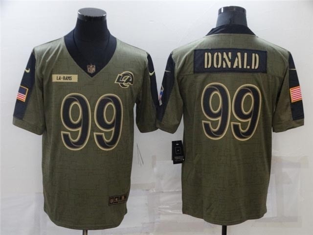 Los Angeles Rams #99 Aaron Donald 2021 Olive Salute To Service Limited Jersey