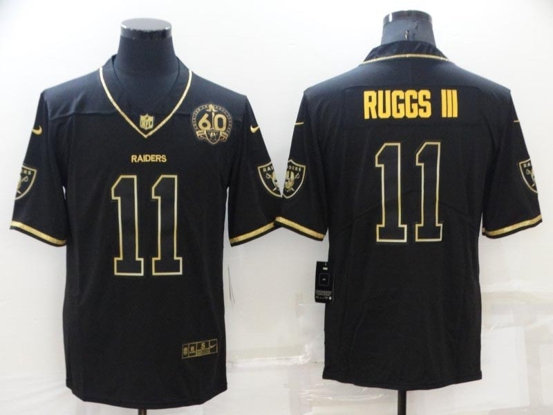 Men's Las Vegas Raiders #11 Henry Ruggs III Black Gold With 60th Anniversary Patch Vapor Limited Stitched Jersey