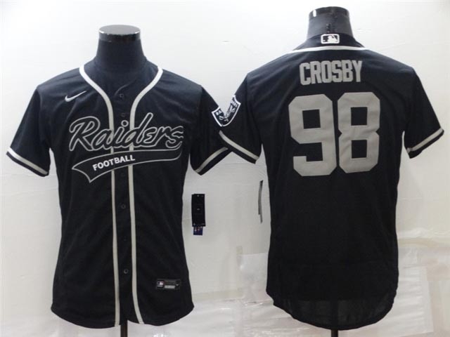 Las Vegas Raiders #98 Maxx Crosby Black Baseball Flex Base Jersey