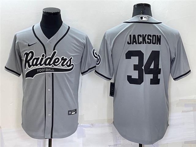 NFL Las Vegas Raiders #34 Bo Jackson Gray Baseball Cool Base Team Jersey