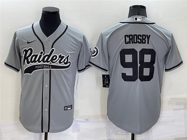 NFL Las Vegas Raiders #98 Maxx Crosby Gray Baseball Cool Base Team Jersey