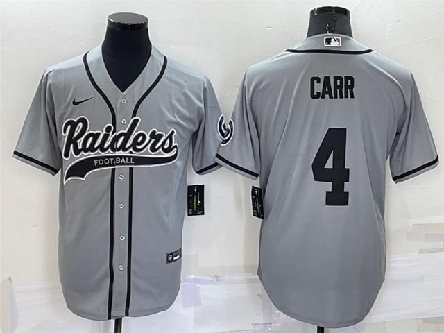 NFL Las Vegas Raiders #4 Derek Carr Gray Baseball Cool Base Team Jersey