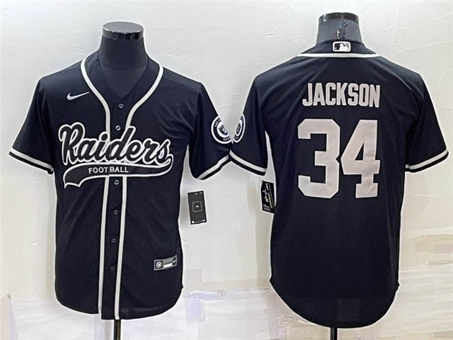 NFL Las Vegas Raiders #34 Bo Jackson Black Baseball Cool Base Jersey