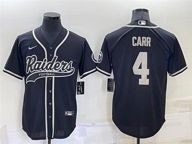 NFL Las Vegas Raiders #4 Derek Carr Black Baseball Cool Base Jersey