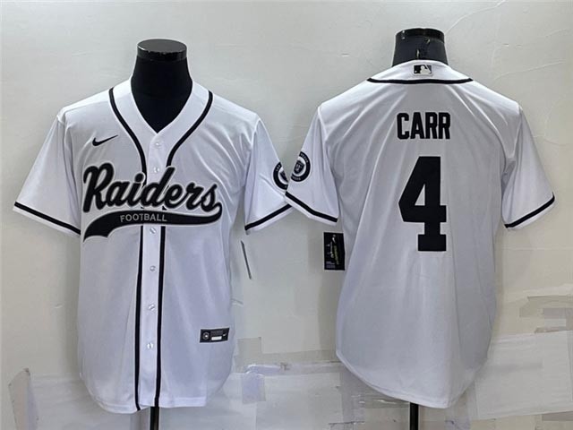 NFL Las Vegas Raiders #4 Derek Carr White Baseball Cool Base Jersey