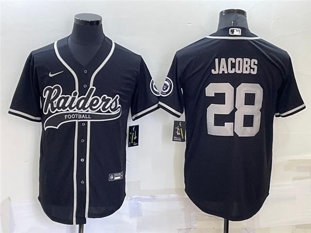 NFL Las Vegas Raiders #28 Josh Jacobs Black Baseball Cool Base Jersey