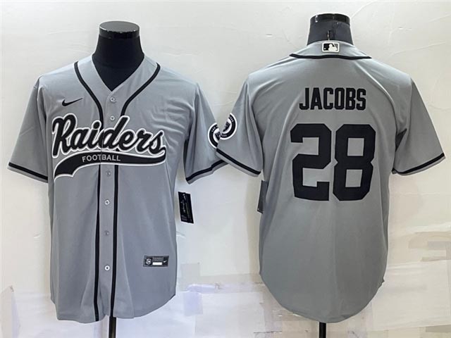 NFL Las Vegas Raiders #28 Josh Jacobs Gray Baseball Cool Base Team Jersey