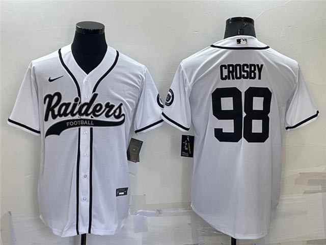 NFL Las Vegas Raiders #98 Maxx Crosby White Baseball Cool Base Jersey