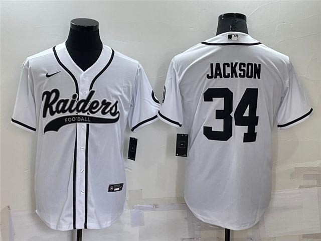 NFL Las Vegas Raiders #34 Bo Jackson White Baseball Cool Base Jersey