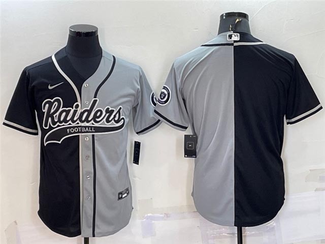 NFL Las Vegas Raiders Split Black-Gray Baseball Cool Base Team Jersey