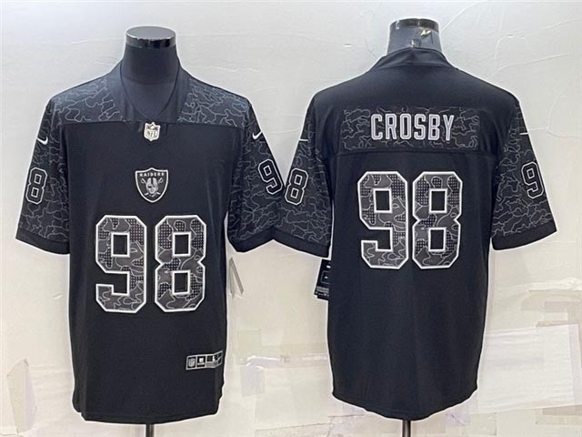 Men's Las Vegas Raiders #98 Maxx Crosby Black Reflective Limited Stitched Football Jersey