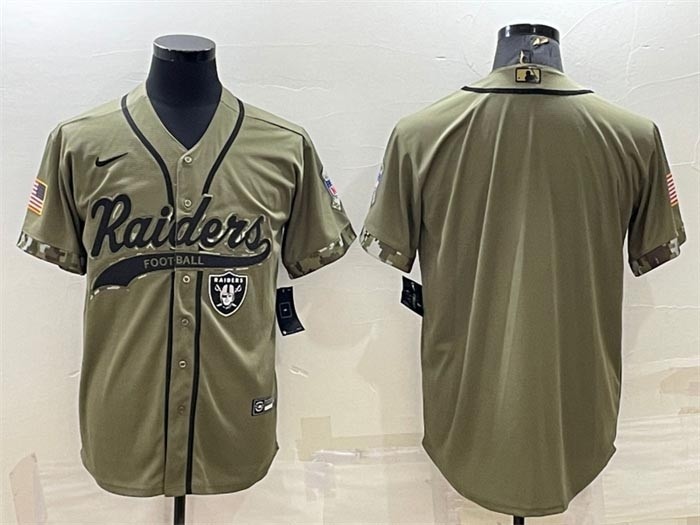 Men's Las Vegas Raiders Blank Olive Salute To Service Cool Base Stitched Baseball Jersey