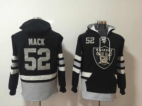 NFL Oakland Raiders #52 Khalil Mack Black All Stitched Hooded Sweatshirt