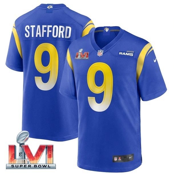 Men's Los Angeles Rams #9 Matthew Stafford 2022 Royal Super Bowl LVI Vapor Limited Stitched Jersey