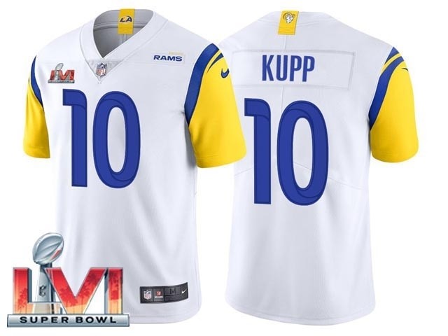 Men's Los Angeles Rams #10 Cooper Kupp 2022 White Super Bowl LVI Vapor Limited Stitched Jersey