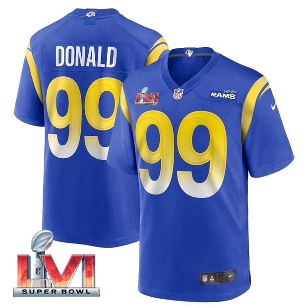 Men's Los Angeles Rams #99 Aaron Donald 2022 Royal Super Bowl LVI Vapor Limited Stitched Jersey