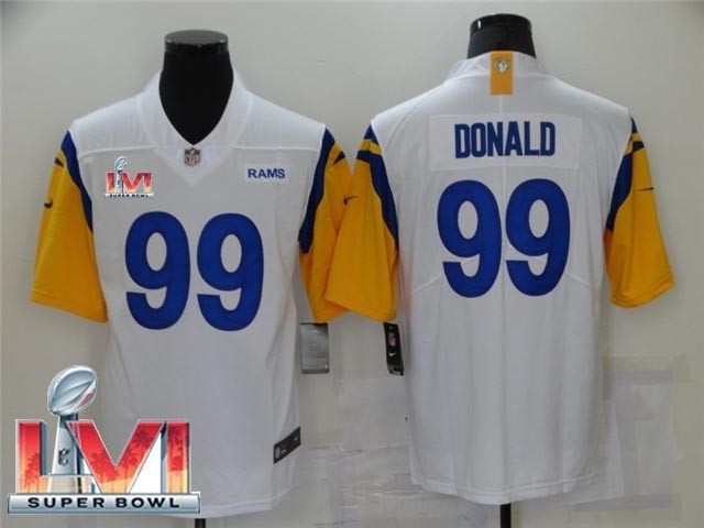 Men's Los Angeles Rams #99 Aaron Donald 2022 White Super Bowl LVI Vapor Limited Stitched Jersey