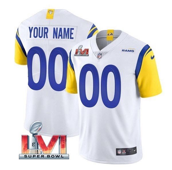 Men's Los Angeles Rams Custom 2022 White Super Bowl LVI Vapor Limited Stitched Jersey