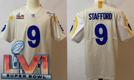 Men's Los Angeles Rams #9 Matthew Stafford Limited Bone 2022 Super Bowl LVI Bound Vapor Jersey