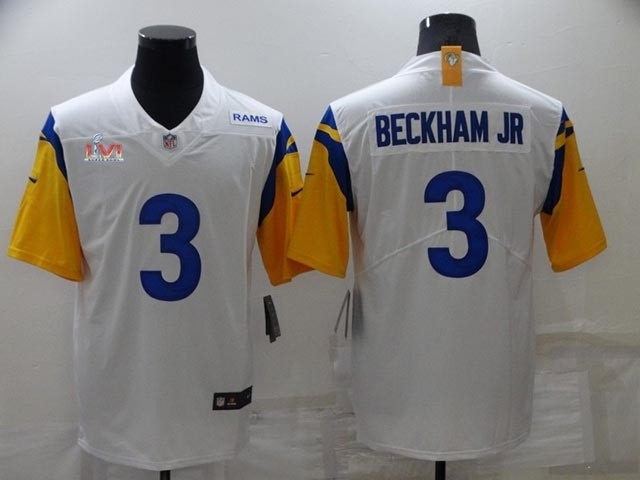 Los Angeles Rams #3 Odell Beckham Jr. White 2022 Super Bowl LVI Bound Vapor Jersey