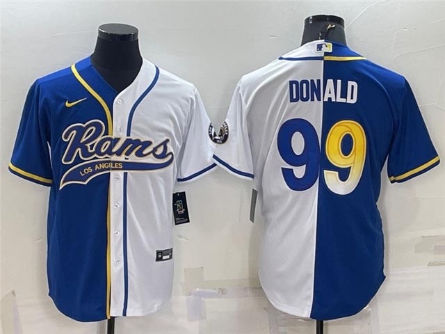 NFL Los Angeles Rams #99 Aaron Donald Split Royal-White Baseball Cool Base Jersey