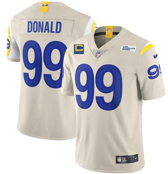 Men's Los Angeles Rams #99 Aaron Donald 2022 Bone With 4-Star C Patch Vapor Untouchable Limited Stitched Jersey