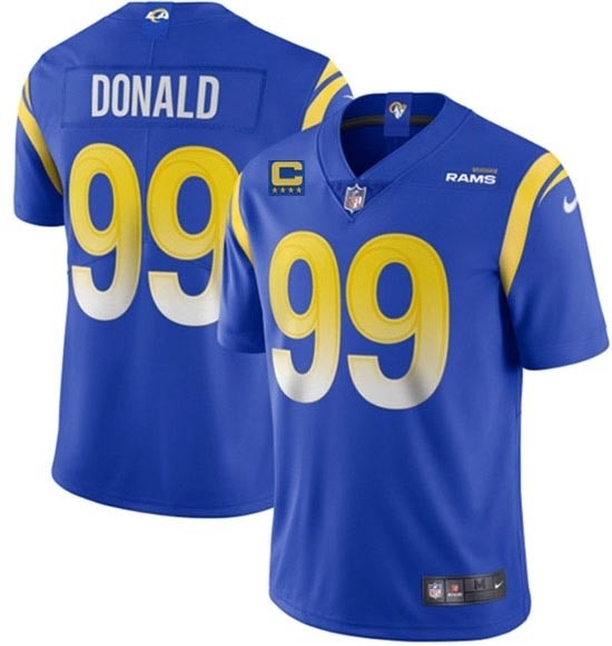 Men's Los Angeles Rams #99 Aaron Donald 2022 Royal With 4-Star C Patch Vapor Untouchable Limited Stitched Jersey