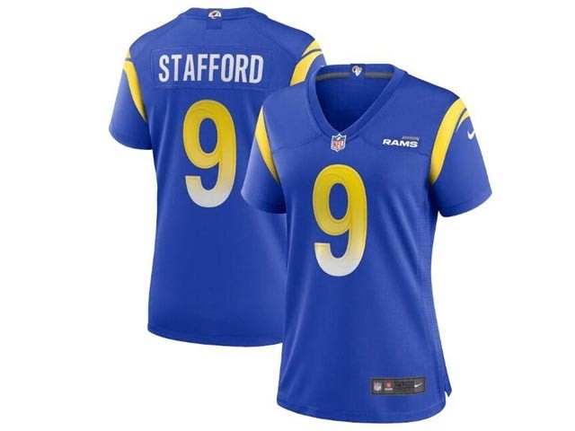 Women's Los Angeles Rams #9 Matthew Stafford Royal Vapor Untouchable Limited Stitched Jersey(Run Small)