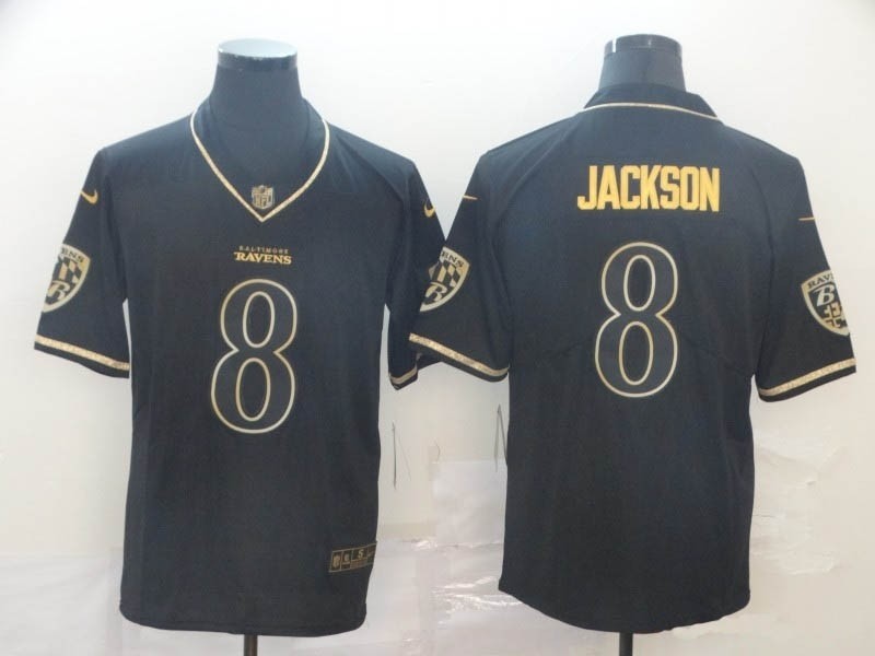 NFL Ravens #8 Lamar Jackson Black Gold Vapor Untouchable Limited Jersey