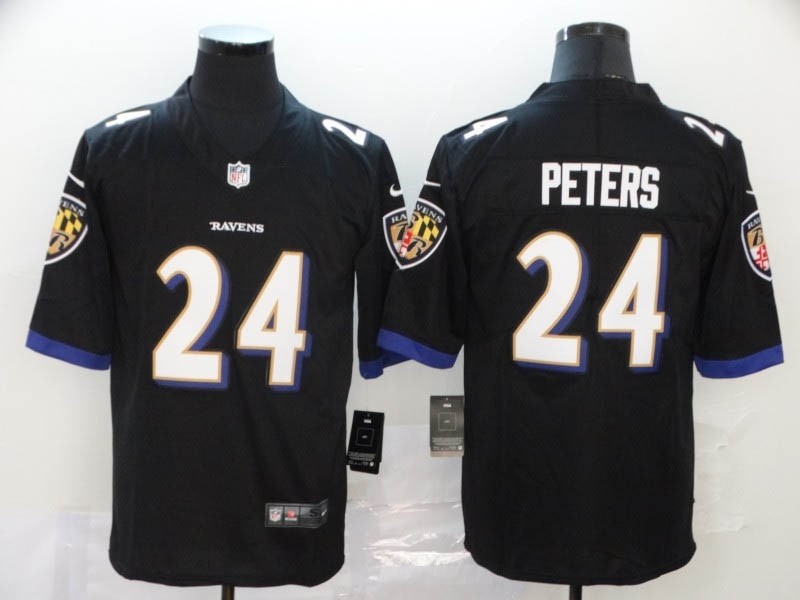 NFL Ravens #24 Marcus Peters Black Vapor Untouchable Limited Jersey