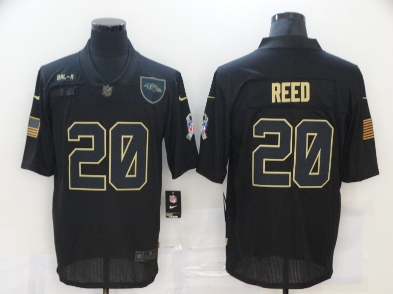 Nike Ravens #20 Ed Reed Black 2020 Salute To Service Limited Jersey