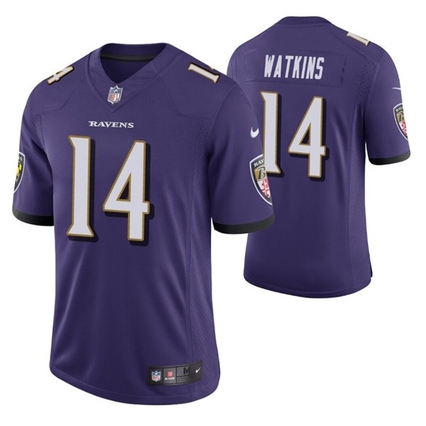 Men's Baltimore Ravens Sammy Watkins #14 Purple Vapor Limited Jersey