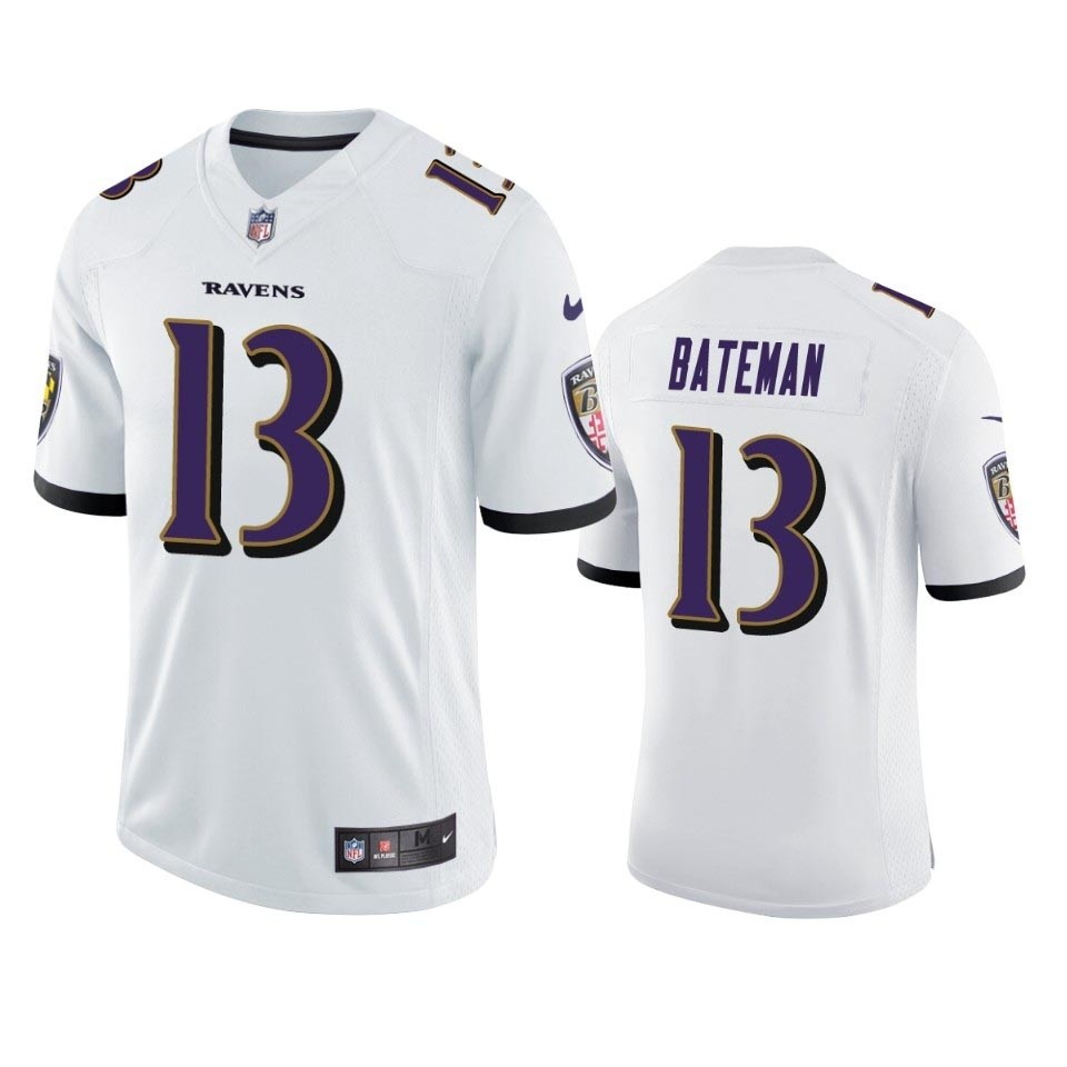 Men's Ravens #13 Rashod Bateman White Vapor Limited 2021 NFL Draft Jersey