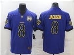 Baltimore Ravens #8 Lamar Jackson Purple Golden 25th Season Vapor Limited Jersey