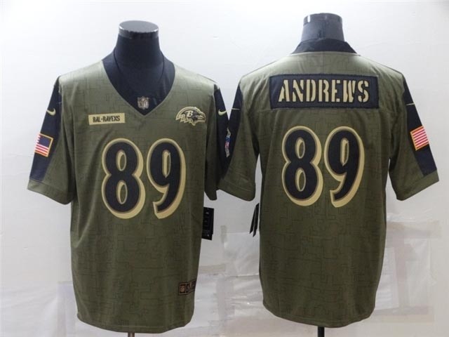 Baltimore Ravens #89 Mark Andrews 2021 Olive Salute To Service Limited Jersey