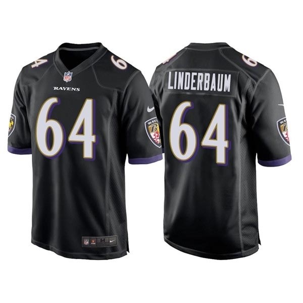 Men's Baltimore Ravens #64 Tyler Linderbaum Black Stitched Vapor Limited Jersey