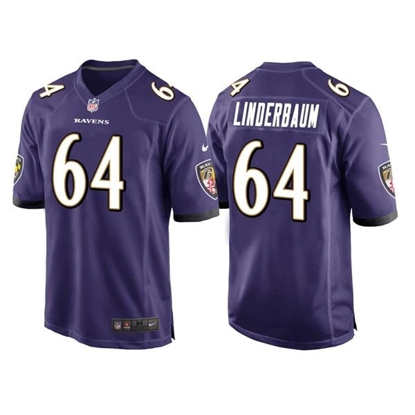 Men's Baltimore Ravens #64 Tyler Linderbaum Purple Vapor Limited Jersey