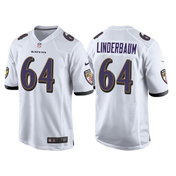 Men's Baltimore Ravens #64 Tyler Linderbaum White Vapor Limited Jersey